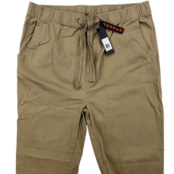 New Galaxy Men Khaki Pants Casual Lightweight Elastic Waist Pockets US L Jogger - Picture 4 of 8